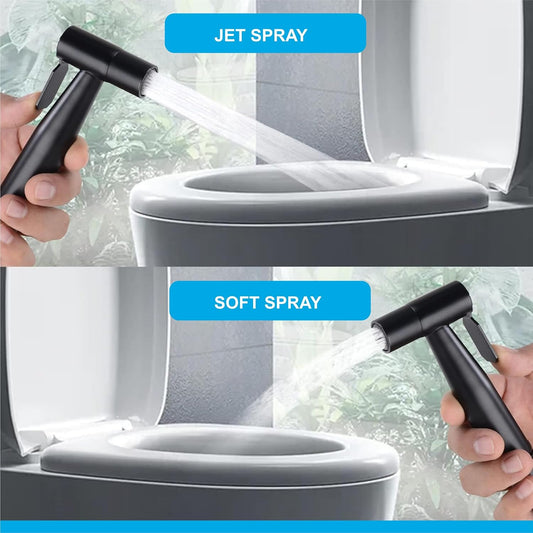 Fossa Hand Held Bidet Sprayer Premium Stainless Steel Sprayer - Health Faucet for Toilet, with 1 Mtr Spring Flexible Shower Hose Pipe,Hook (Black)